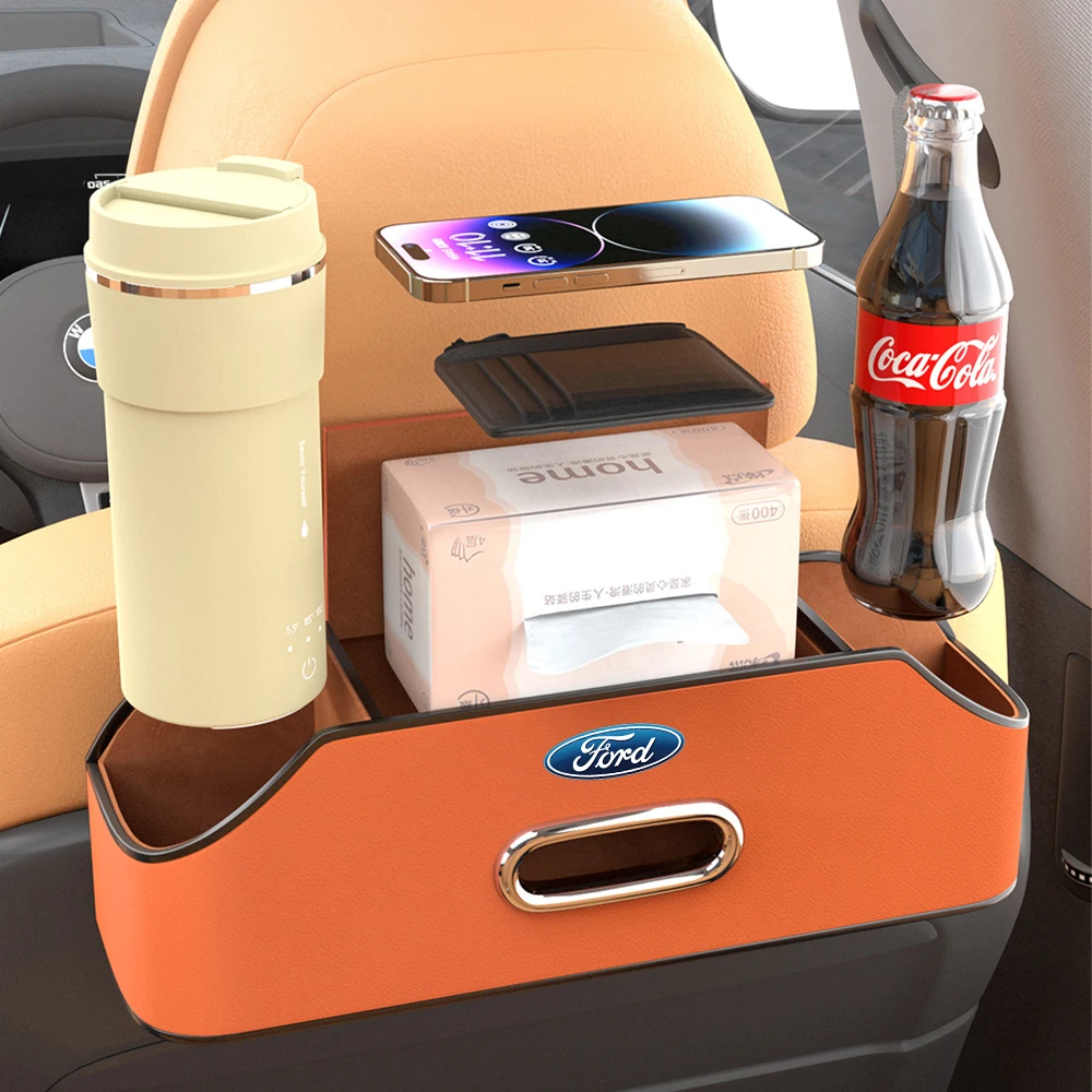 

Multifunctional Car Tissue Box Cup Holder Seat Back Storage Bag Accessories For Ford Edition Mondeo Fusion STRACING Fiesta Focus