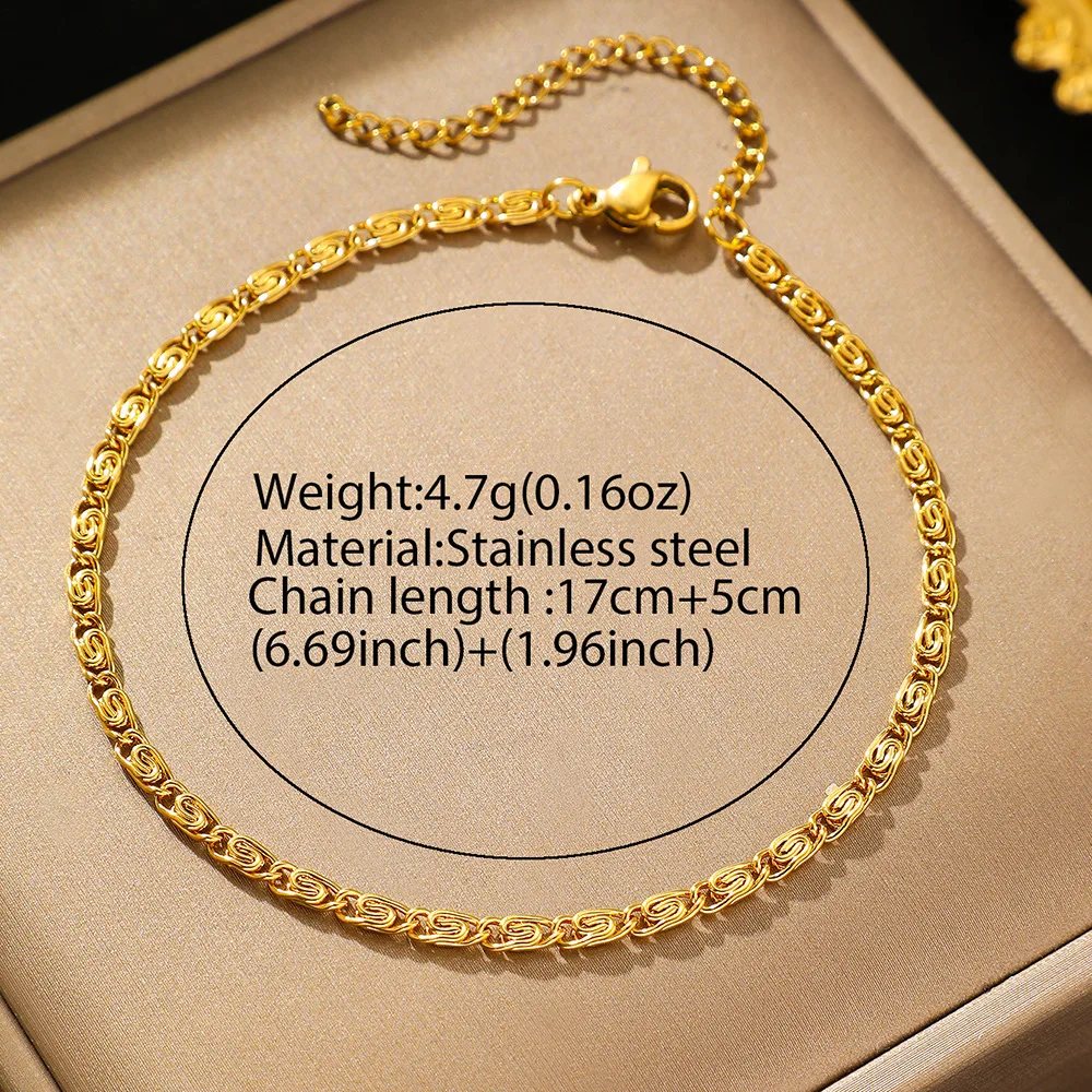 FTCY Stainless Steel Chain Bracelet for Women Gold Color Lightweight Luxury Women's Bracelet Foot Ankle Jewelry Accessories