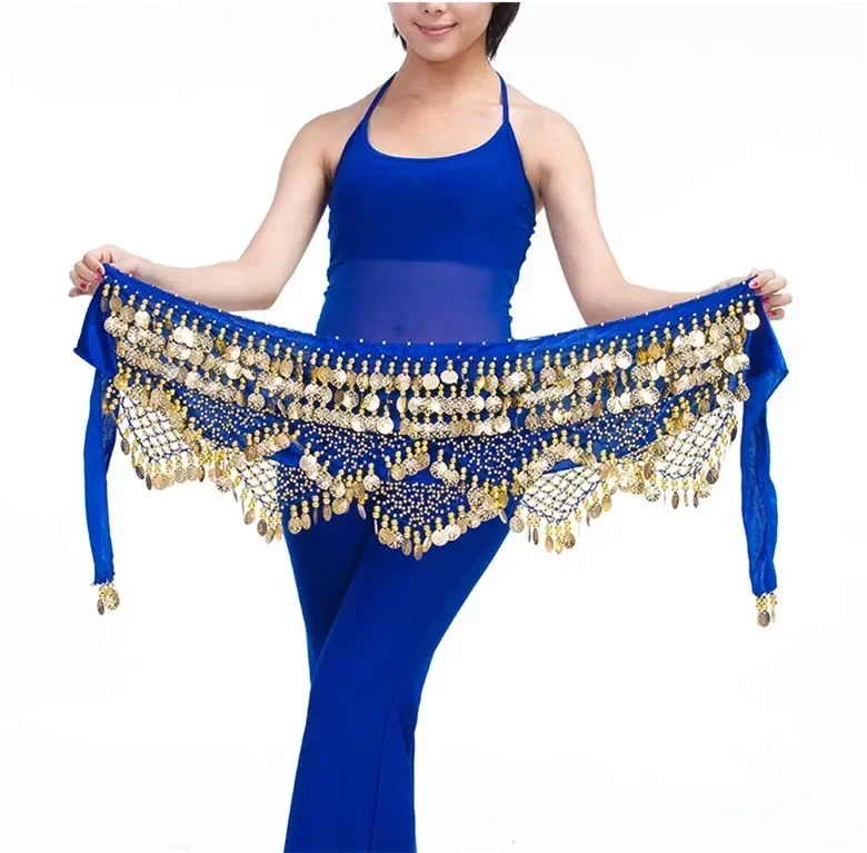 

New Belly Dance Belt Gold coin Hip Scarf Oriental Dancing Waist Chain Woman Elegant Sequins Performance Accessories