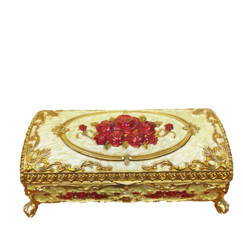 European retro jewelry box metal enamel color creative ring necklace earrings storage box wedding gift
