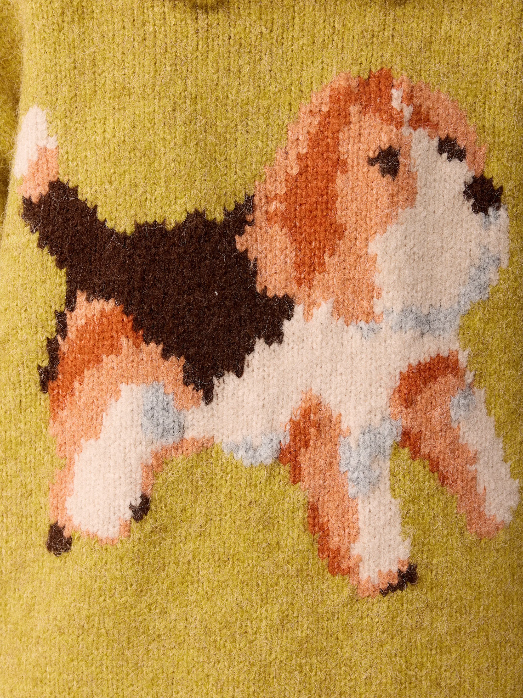 Loose round Ne Knitted Sweater Cozy Feeling Dog Pattern Chunky Needle Knitwear Casual Sle Youthful Vitali Autumn Wear