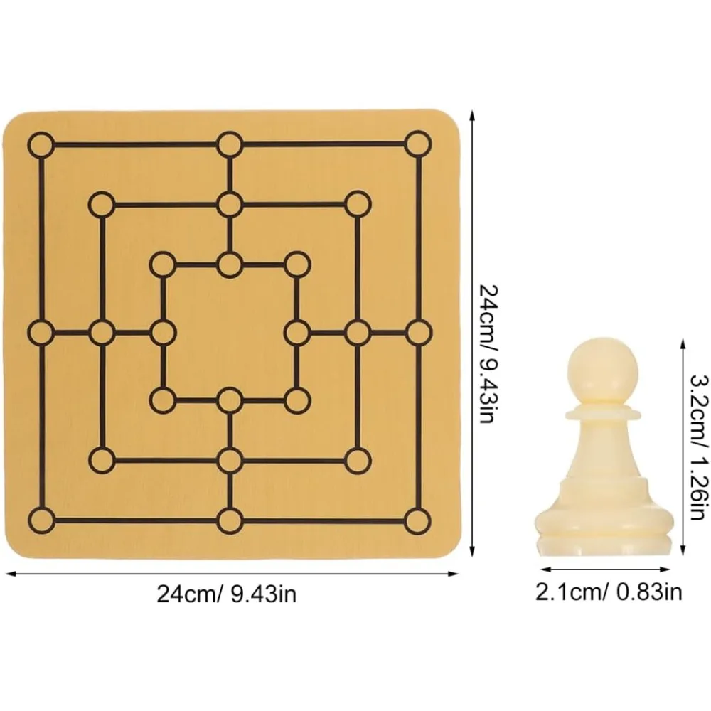 Nine Mens Morris Portable Chessboard BIG chess pieces Fun Family GameLightweight Desktop Board for Entertainment