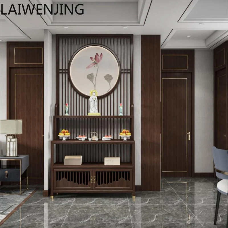 

MJY new Chinese-style solid wood Buddhist cabinet supply table entrance Buddhist hall rack