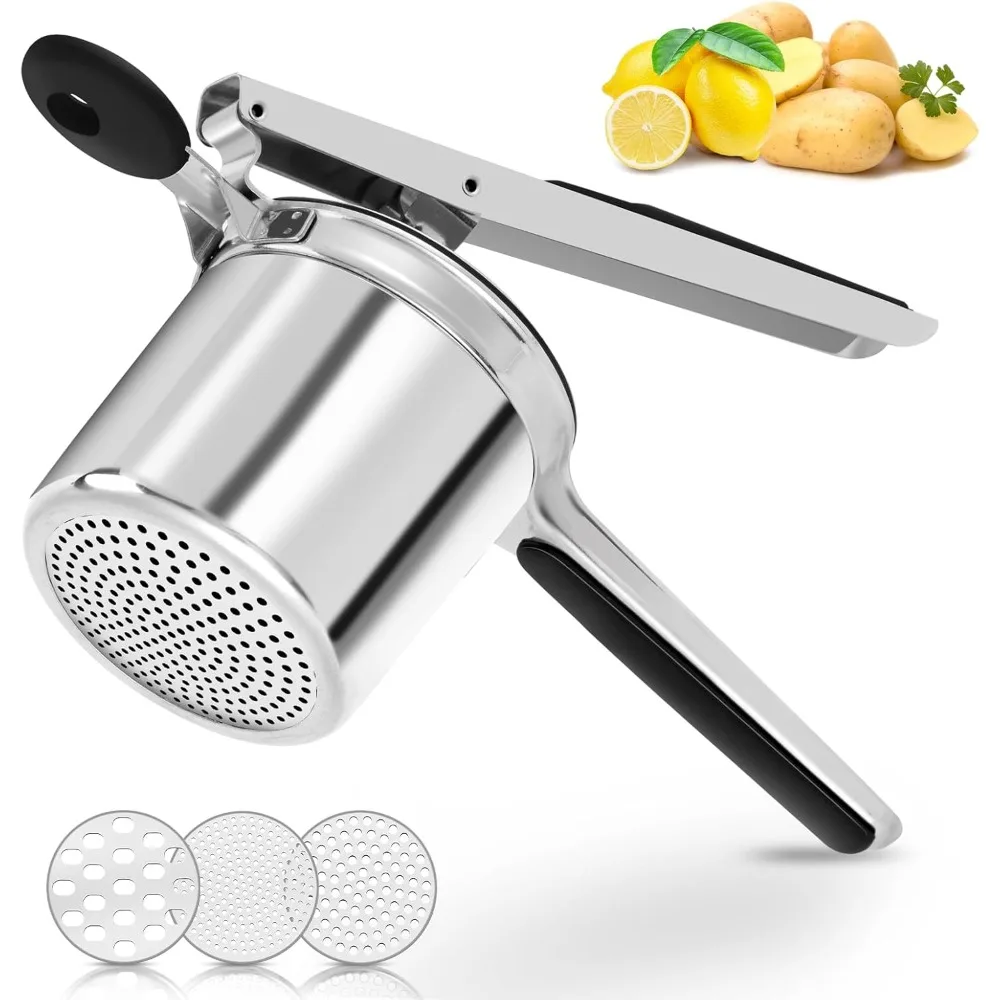 Durable Potato Ricer Stainless Steel Potato Masher Non Slip Handles Dishwasher Safe for Mashed Potatoes Fruit Puree Kitchen Tool