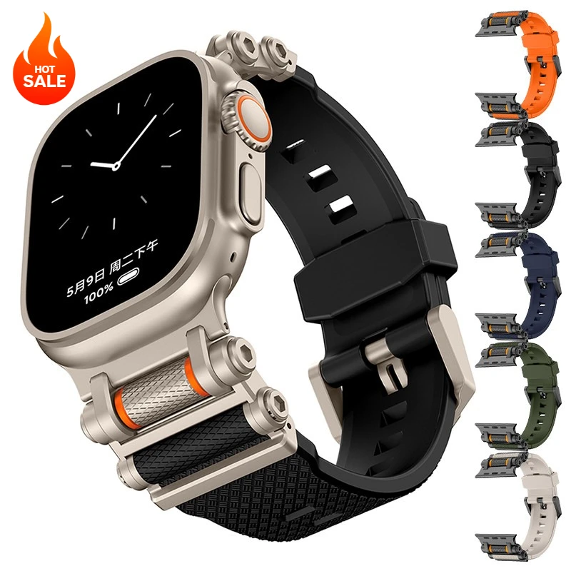 Cinturino sportivo in gomma per Apple Watch Ultra 3 49mm Serie 11 10 9 8 7 Se 6 5 Cinturino per IWatch 46mm 45mm 44mm 42mm Bracciale di lusso