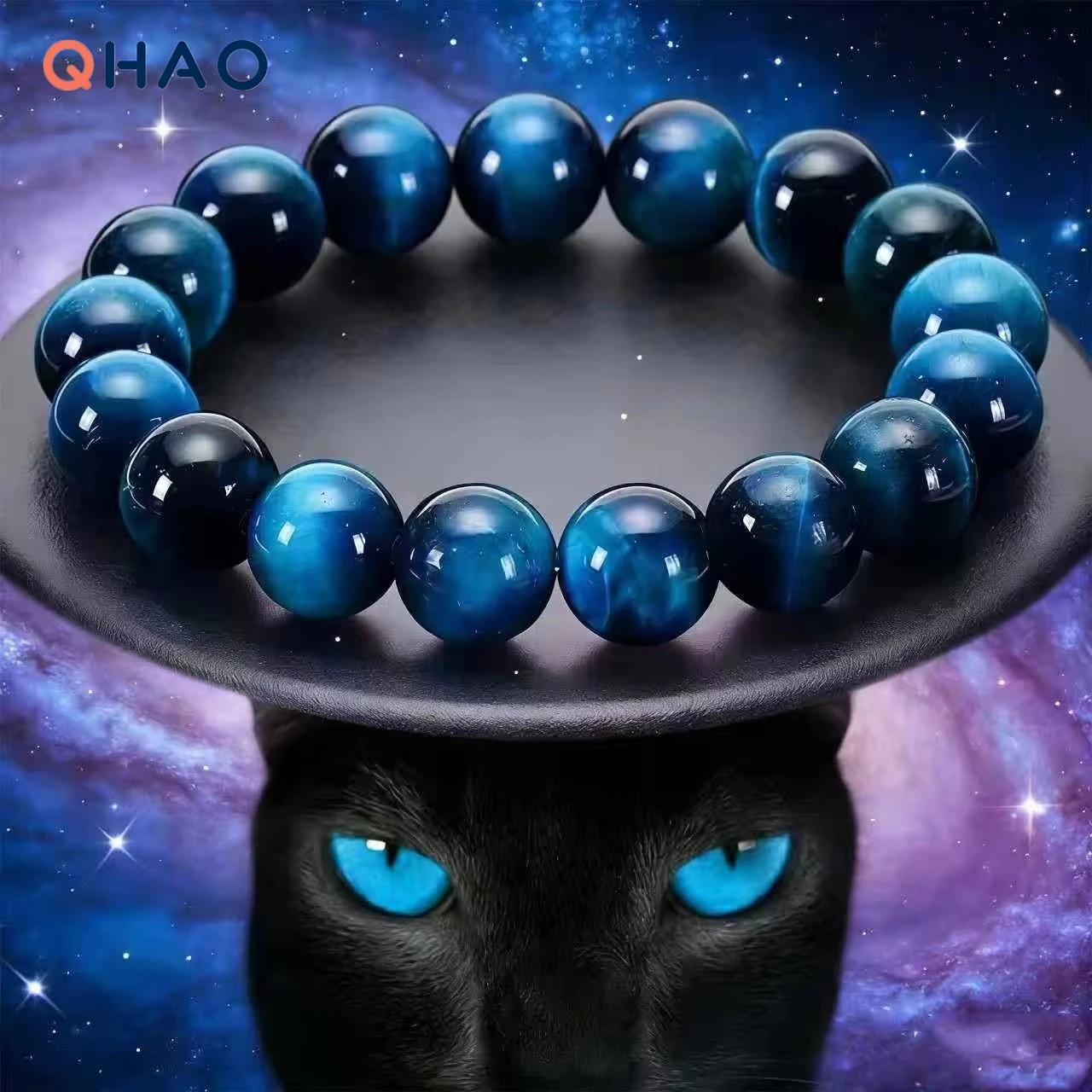 Blue Apatite Beaded Bracelet 6mm 8mm 10mm Natural Stone Round Beads Minimalist Unisex Handmade Jewelry Gift for Men and Women