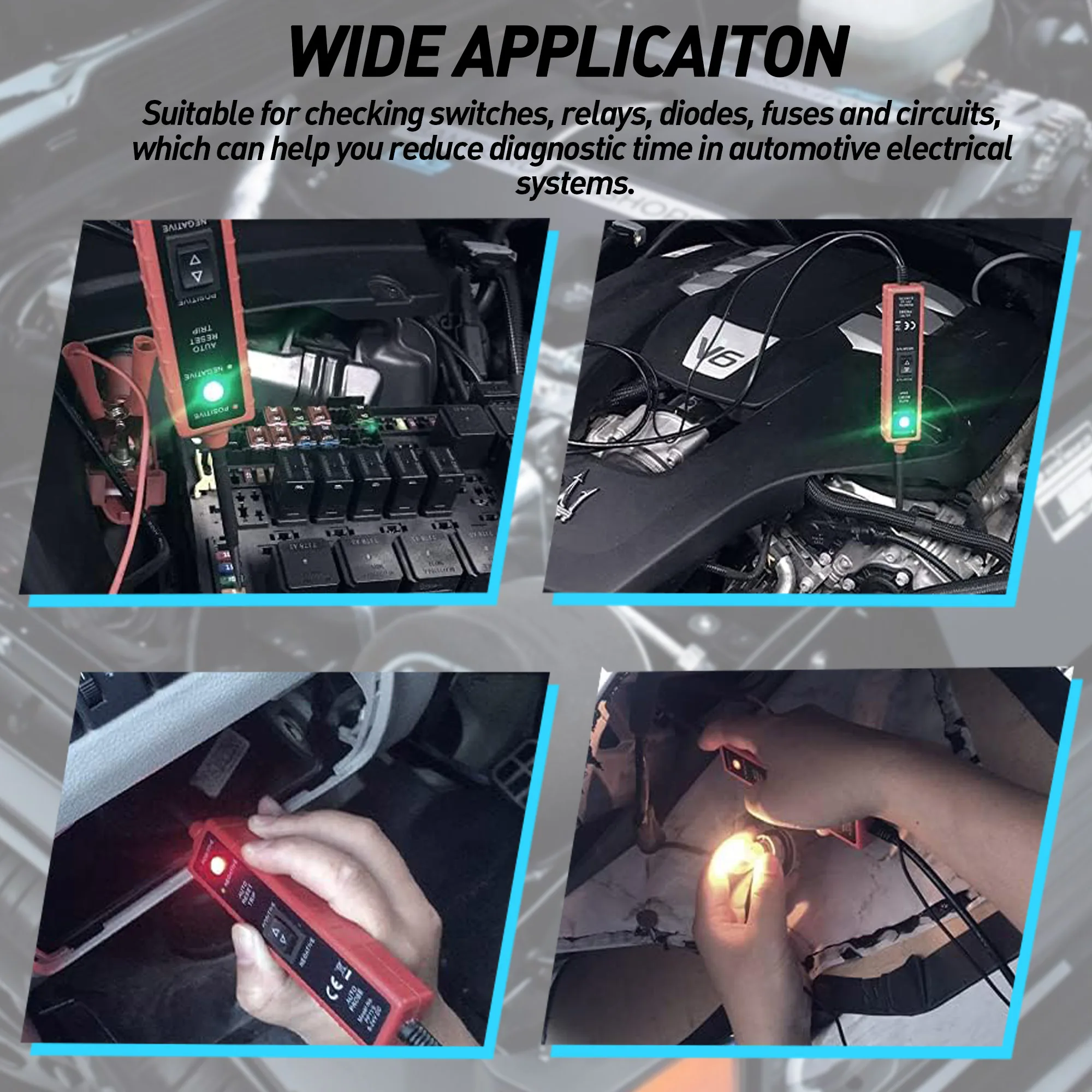 Stroomcircuit Sonde Tester 6-24V Dc Test Licht Kortsluiting Auto Component Elektrische Polariteit Identificeren Continuïteit Tester