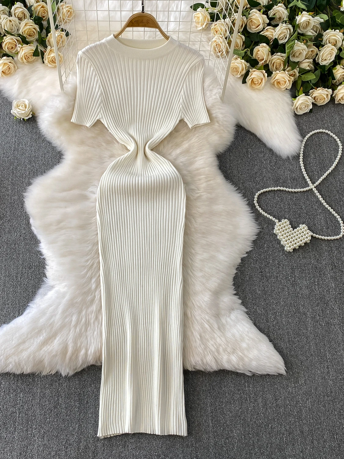 Coreano sle redondo ne malha dr feminino verão fino ajuste elástico emagrecimento base camada saia cintura alta comprimento médio