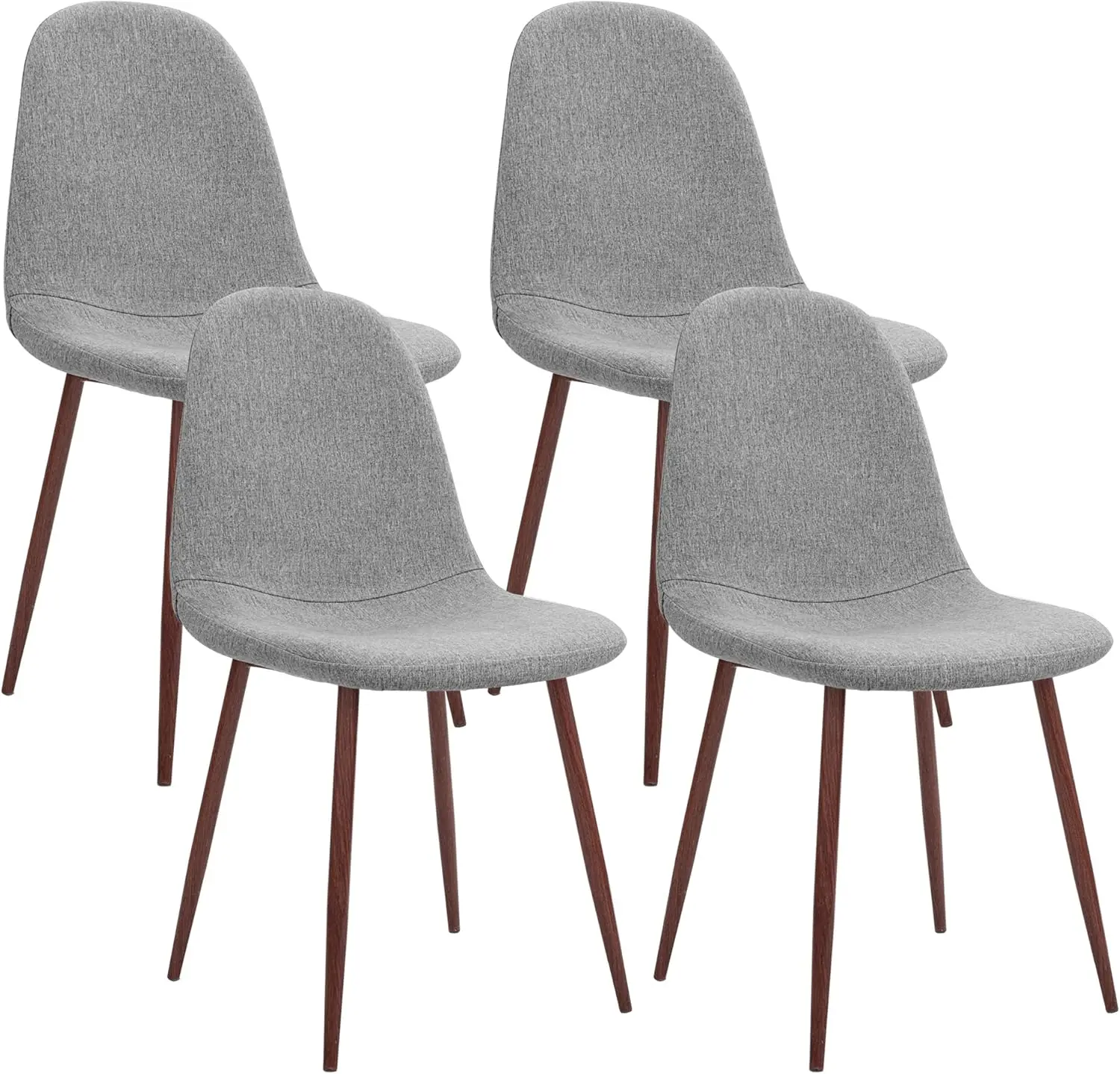 Juego y 4 Comedor, Sillas de Cocina Modernas con Patas y Metal y Respaldo Ergonómico, Color Tela Gris, Tejido, Espuma