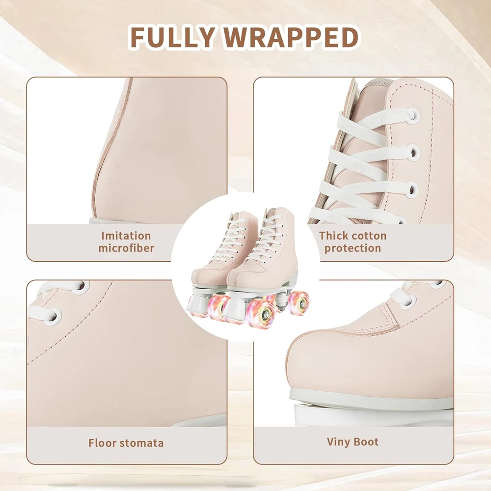 2025 وامض زلاجات دوارة بولي Leather الجلود زلاجات دوارة صف مزدوج رباعية أحذية تزلج الكبار في الهواء الطلق داخلي التزلج التدريب أحذية رياضية