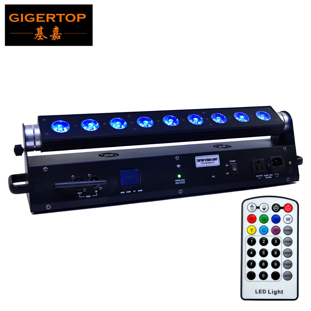 

TIPTOP 9 x 18W 6in1 RGBAW UV Battery Powered Wireless DMX512 LED Wall Washer Light Black Stage Washer Bar Light 13500MAH Battery