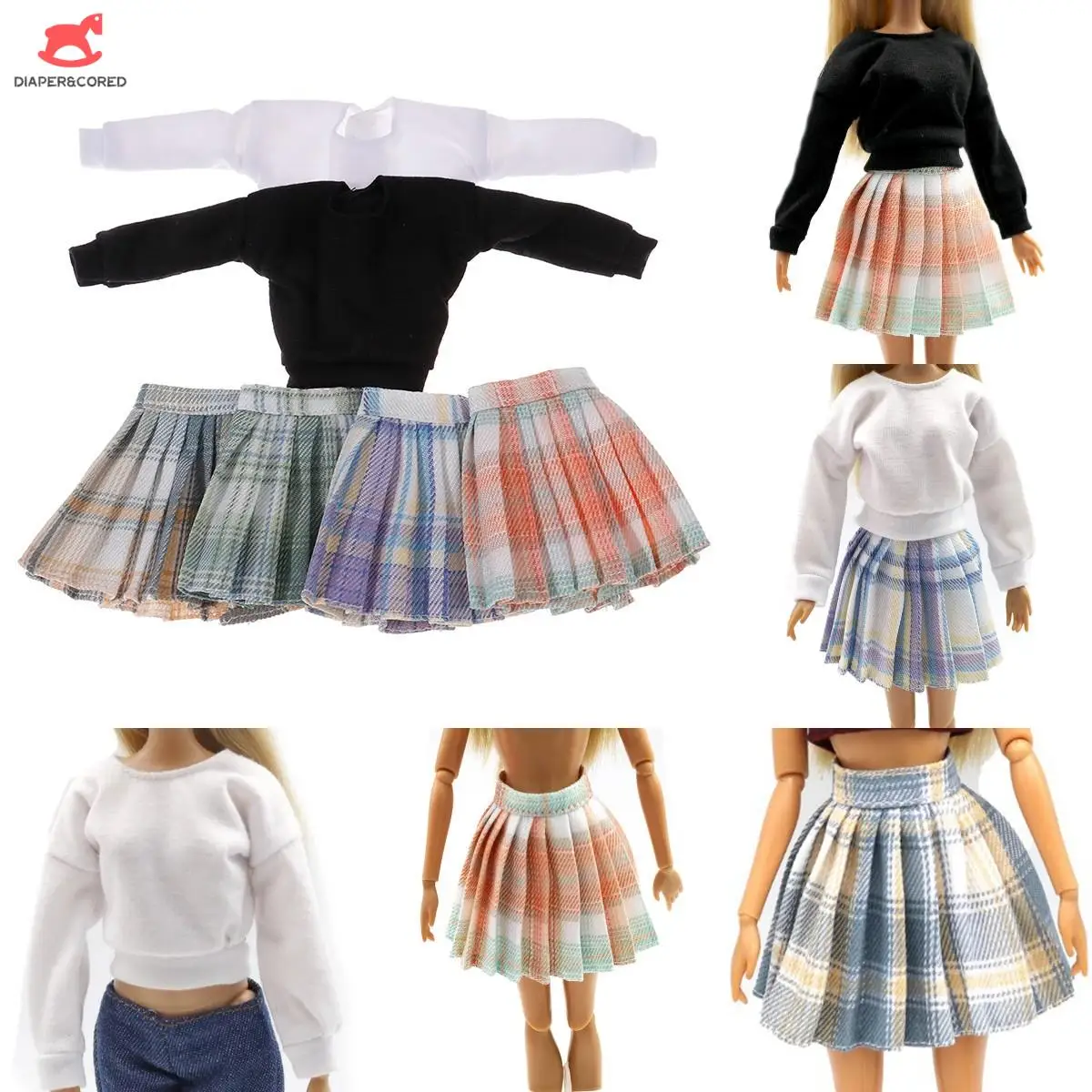 29CM 1/6 Doll Fashion Clothing Dollhouse Mini Doll Dress / Short Skirt / Autumn Wear Clothing For Doll Xmas Decor Accessories 