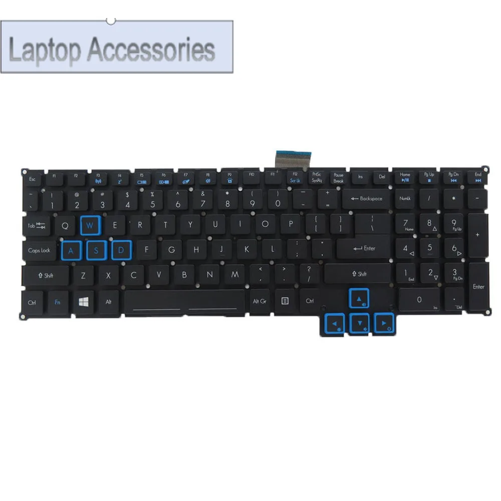 F 4-zone RGB Backlight Laptop Keyboard For ACER Predator G9-591 G9-592 G9-593 English US Blue WASD/Direction Keys New