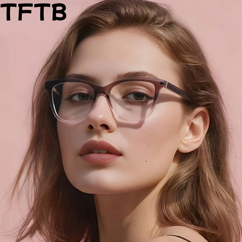 

TFTB Fashion Trend Women's Cat Eye Eyeglasses Frame New Ultra Light Retro Blue Light Blocking Optical Prescription Glasses 92604
