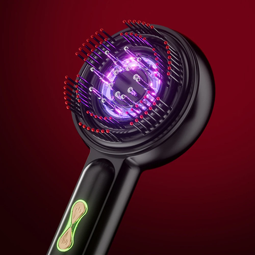 Peine de masaje de cabeza eléctrico para el crecimiento del cabello, peine de masaje eléctrico antipérdida de cabello 2 en 1, masajeador de cabeza con vibración de luz roja, cuidado del cabello