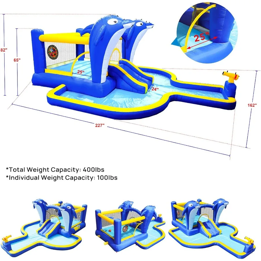 8-in-1-Wasserrutsche, Hüpfburg, riesiger aufblasbarer Wasserpark für 310, aufblasbare Wasserrutschen für Hinterhof, Party, Geschenk, Waterslide Bou