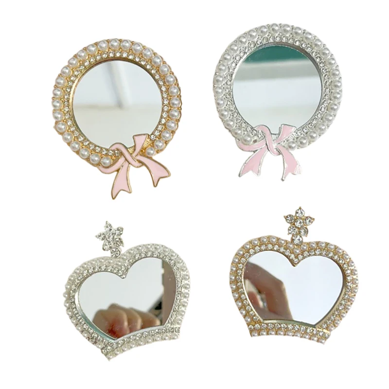 

Pearl Mirror Bowknot Royal Crown Cute Phone Holder Ring Universal Foldable Phone Stand For Lady Women Girl