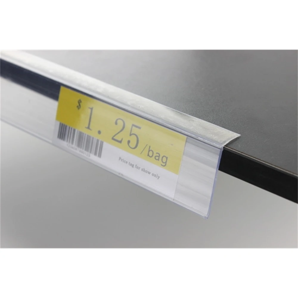 L Adhesive Shelf Guard Edge Price Tag Snap Label Holder Clip Strip Shelf Talker Pvc Advertising Data Strip Pvc Sign Clip Rail