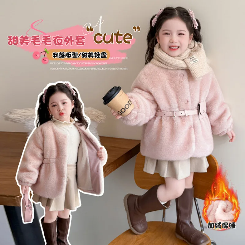 girls'-korean-style-fleece-thick-knitted-sweater-for-winter-stylish-round-neck-cotton-coat-for-children-baby-girl's-outerwear