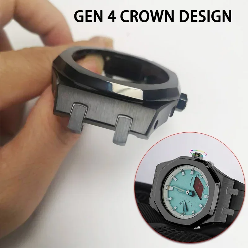 Modification Kit for Casioak GA2100 GA2110 Gen 5 Stainless Steel Case Watch Band for GAB2100 Metal Bezel Strap Replacement Screw