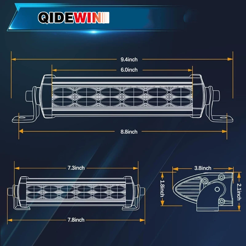 6D Lens Dual Row Led Light Bar Spot Flood Led Work Light 4x4 Led Bar for Truck ATV SUV Car Roof Offroad Driving Fog Lamp 12V 24V