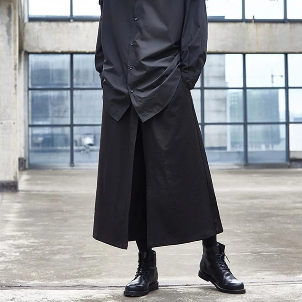 XS-5XL Winter New Men's Solid Color Skirt Pants Unisex American Retro Fashion Trend High Street Casual Loose Niche Men's Bottoms