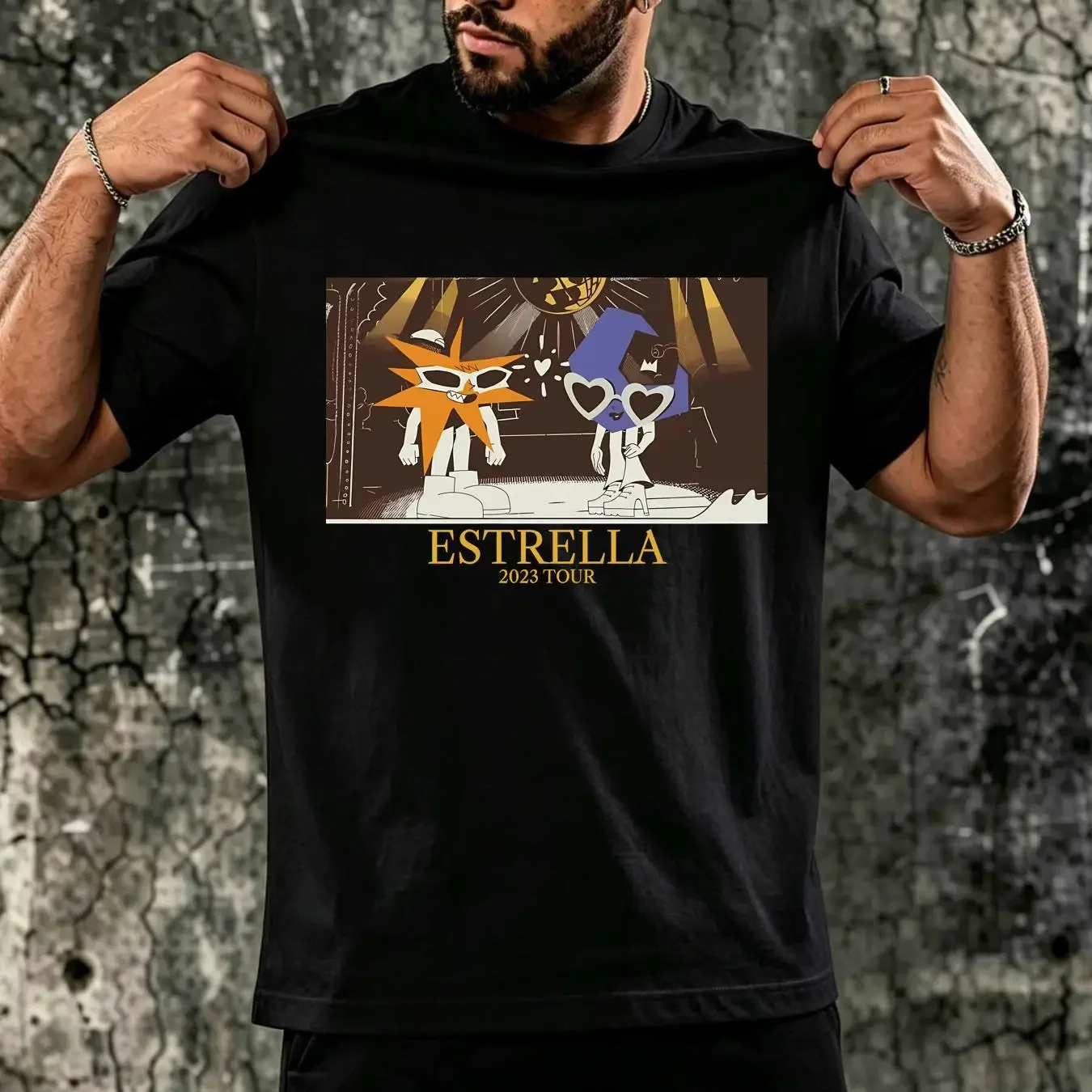 washed T Shirt MORA ESTRELLA 2023 Tour   vintage Washed Stretched Casual Versatile homme Soft Top For Everyday Wear Slightly
