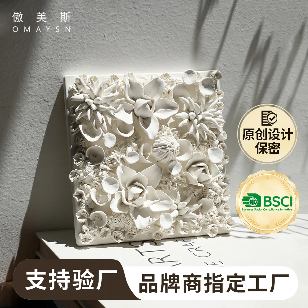 Porcelain plate painting Aomeis office decoration ceramic flower ornament handicraft