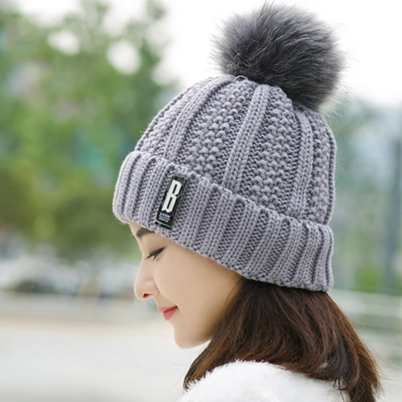 Winter Knitted Scarf Hat Set Thick Warm Skullies Beanies Hats for Women Outdoor Cycling Riding Ski Bonnet Caps Tube Scarf