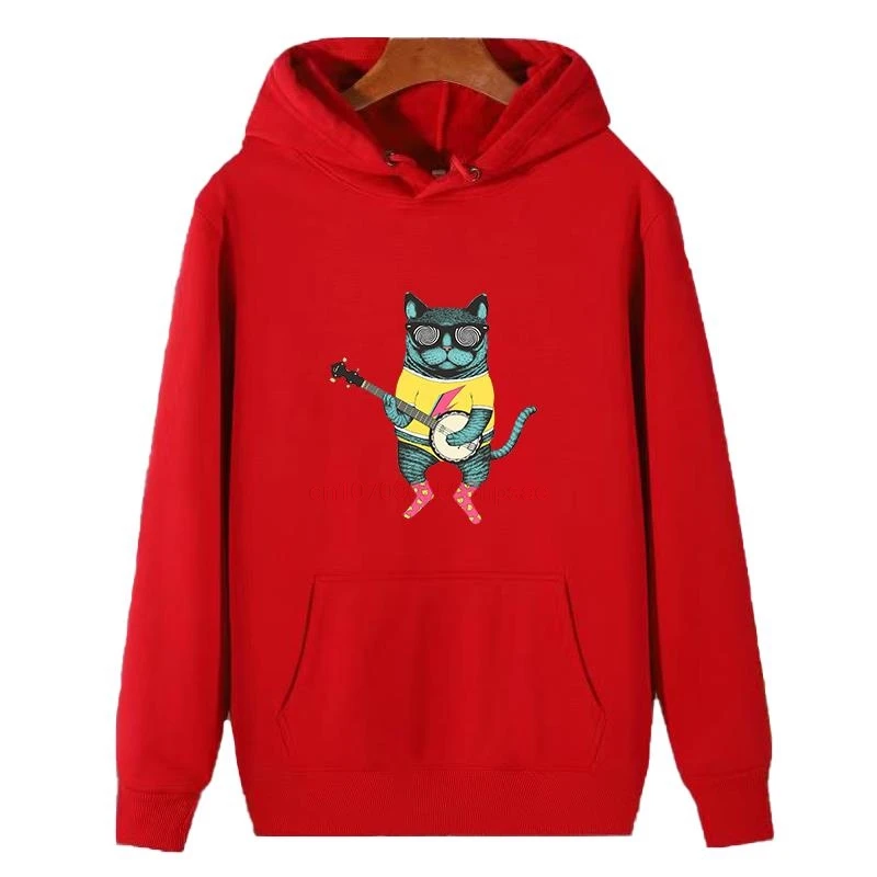 Banjo Cat Fashion Harajuku Graphic Thick Sweater Hoodie Hooded Sweatshirts Winter Fleece Essentials Hoodie Man Sweatshirts