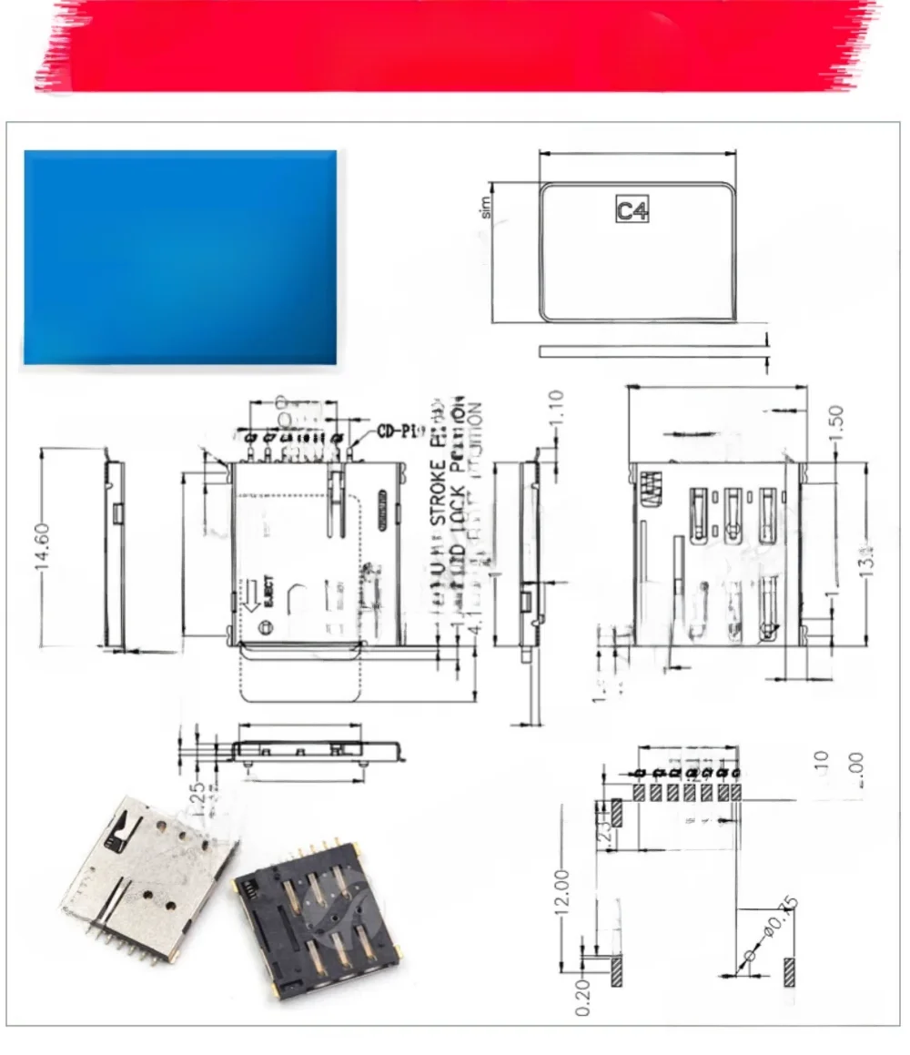 1-5 Stück SD/MINI/TF/SIM/NANO/MICRO Kartenhalter-Schacht mit Selbstauswurfmechanismus – Detail 1