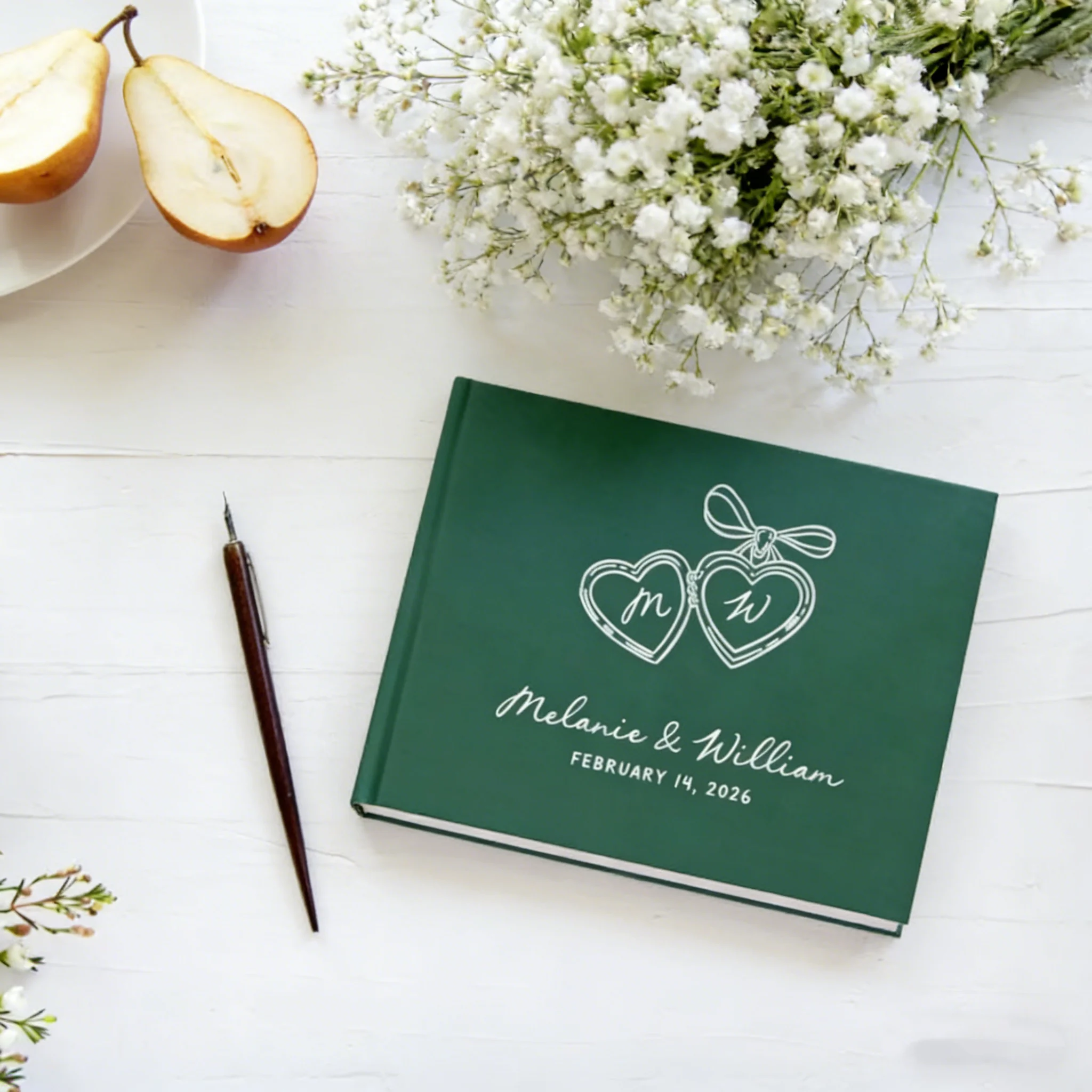

Whimsical Custom Wedding Guest Book | Personalized Hardcover Sign In & Photo Album, Bridal Shower Gift Personalized Hardcover We