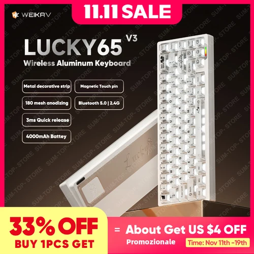 Lucky65 V3 Lucky65 V2 NUT65 Sugar65 Weikav Teclado mecánico de aluminio 3 modos Rgb intercambiable en caliente teclado para juegos por cable personalizado