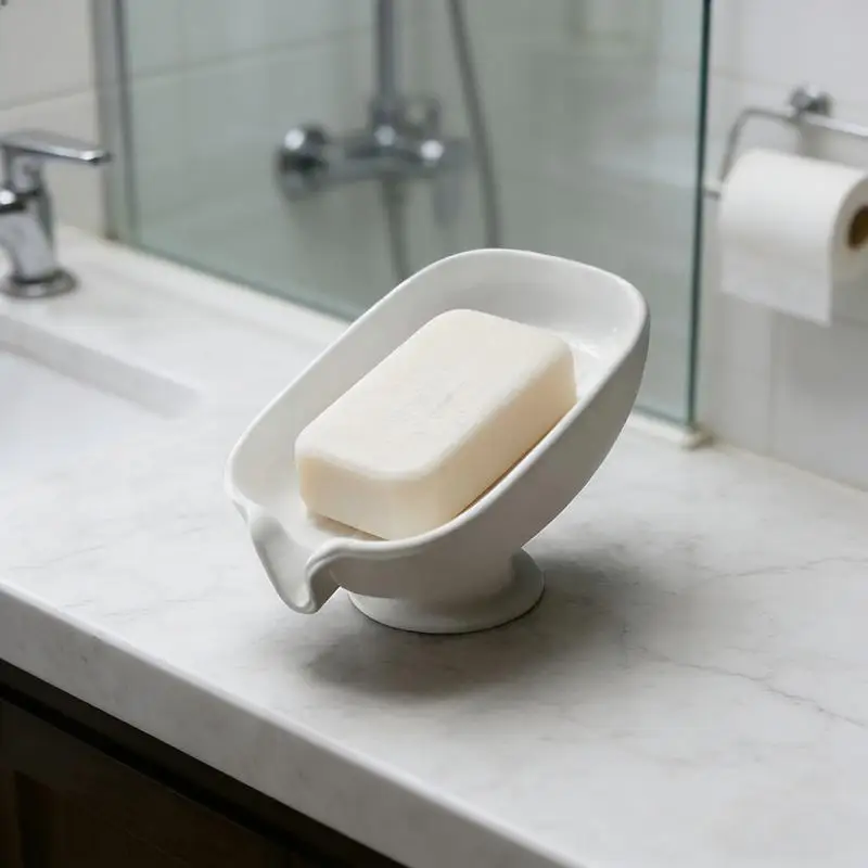 Suction Cup Self Draining Soap Holder Free Punching Light Luxury Soap Tray for Bathroom Toilet Shower