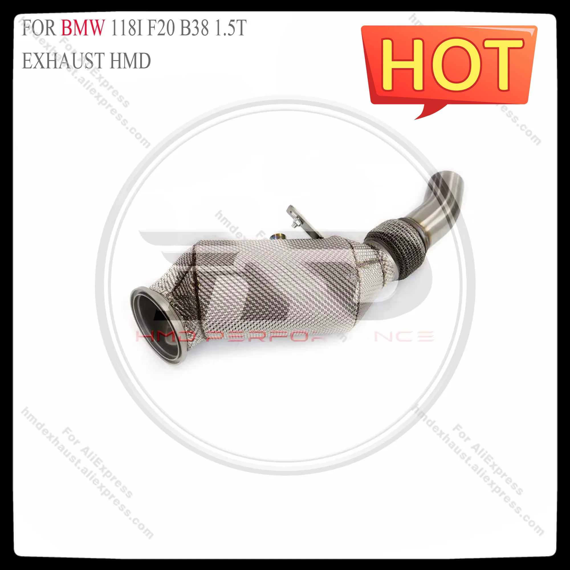 HMD Exhaust System High Flow Performance Downpipe for BMW 118i F20 B38 Engine 1.5T Catalyst Converter Header