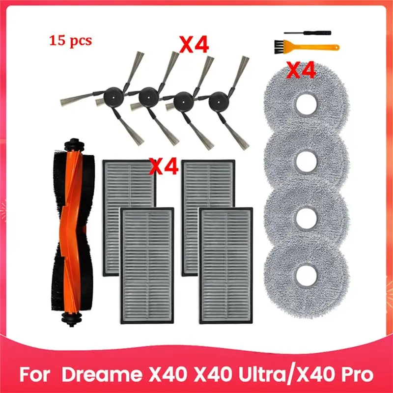 

AEE8-основная боковая щетка для робота-пылесоса Dreame X40 X40 Ultra/X40 Pro, подушечки для швабры, тряпки, фильтр Hepa, мешок для пыли, аксессуары