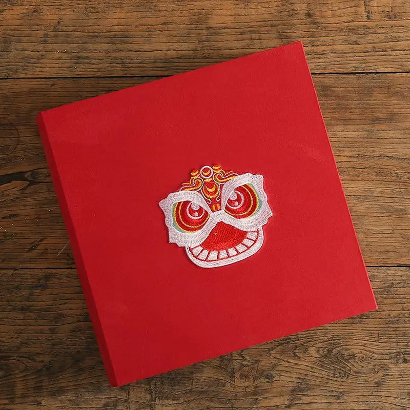 Album Album Album Self adhesive Lion Dance Embroidery Album DIY Handmade Commemorative Album 18 inch Large Capacity