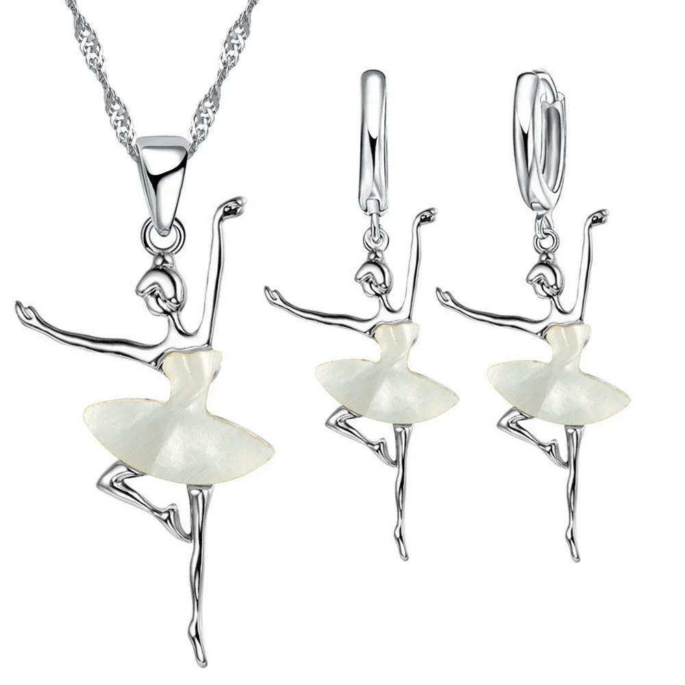 Lovely Pendants Necklaces Earrings for Girls Children 925 Sterling Silver Color Party Accessory Fashion Women Jewelry Sets