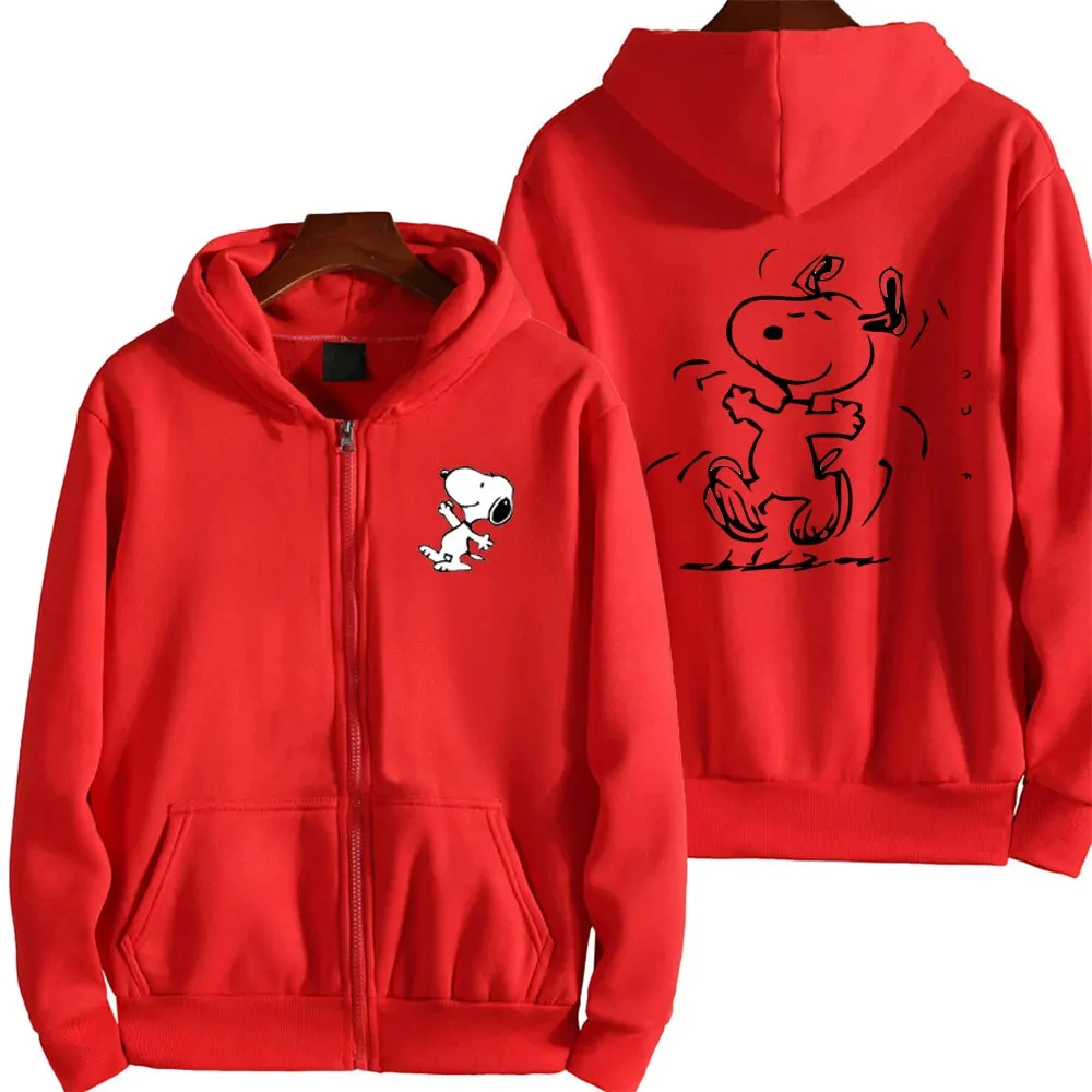 Snoopy Cartoon Anime Women Zip Up Hoodie Jacket Spring Autumn 2024 New Fashion Men Sweatshirt Couple Oversized Clothes Coats