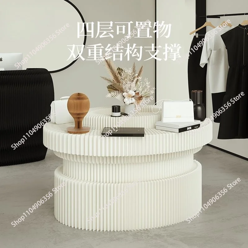 Foldable Lightweight Display Stand, Creative Round Exhibition Showcase, Retail Display Counter for Trade Show Decor