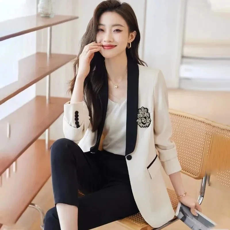 2024 New Small Fragrant Wind Blazer Women's Spring And Autumn Casual High-Grade One Button Long-Sleeved Suit Jacket Tops Lady