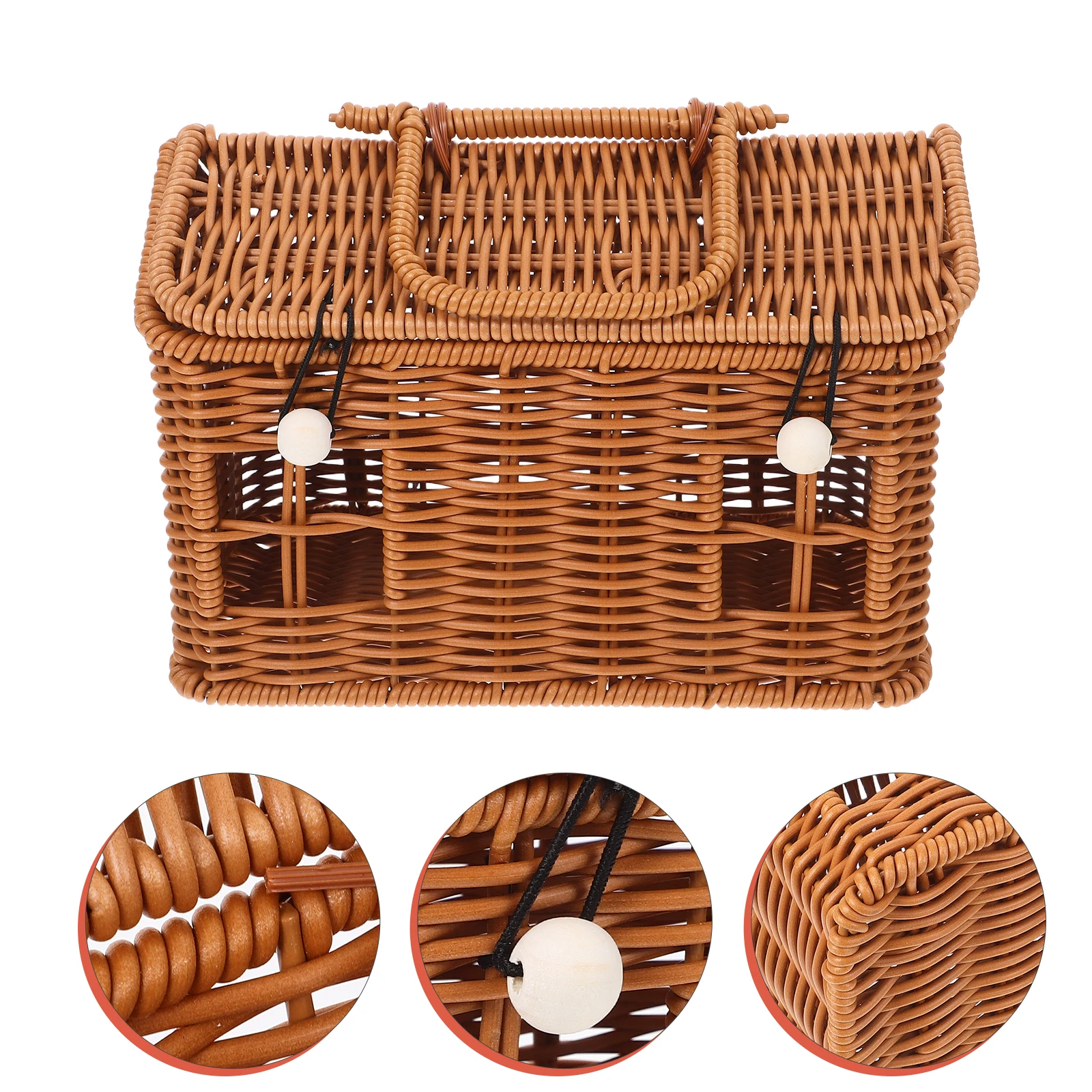 

Antirattan Woven Gift Shaped Handheld Storage Flower Wedding Favor Brown Serving Baskets Desktop Camping Bread