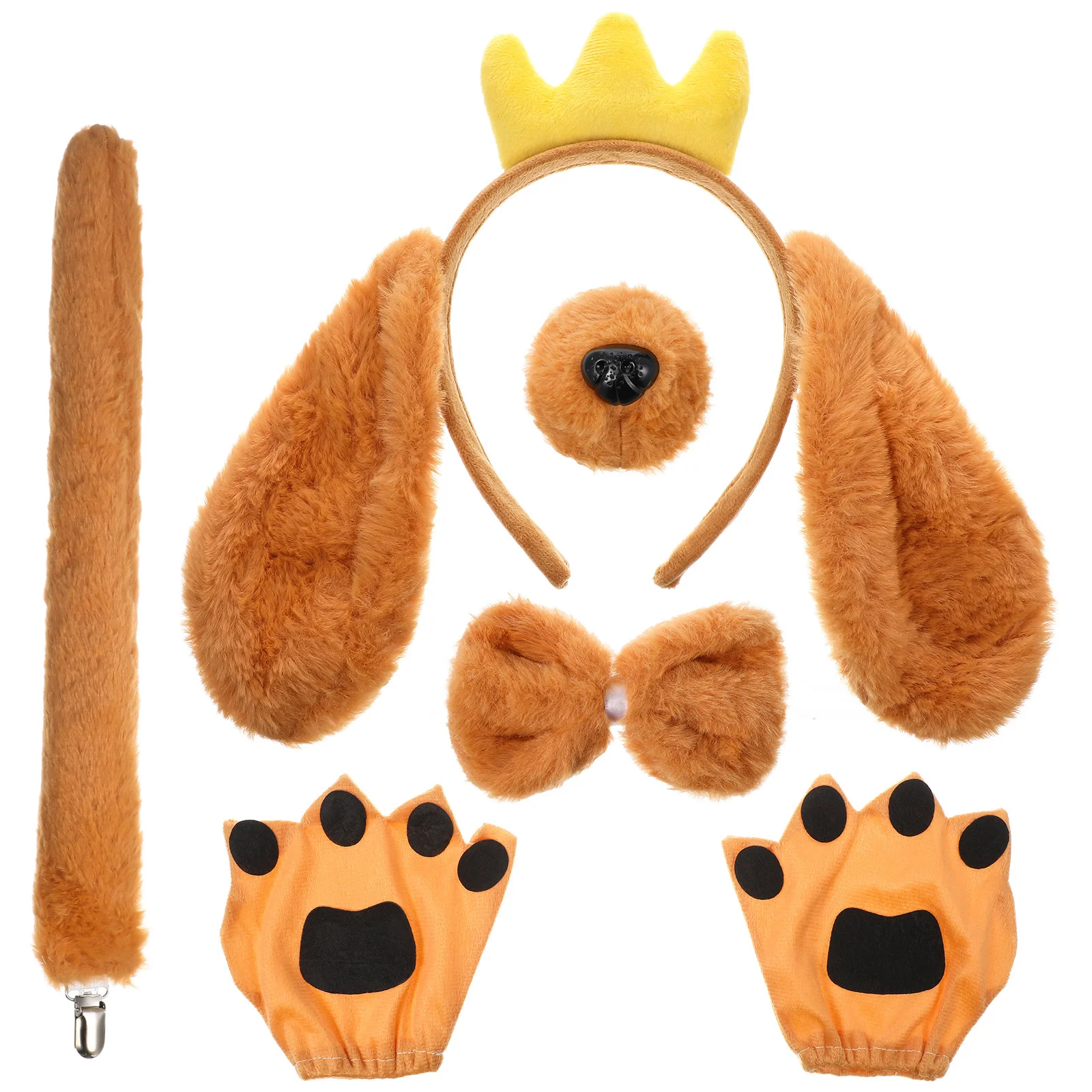 1Set Dog Costume Accessories Adjustable Headband Tail Prop Paw Gloves Realistic Dog Ears Cosplay Party Photo Booth Props