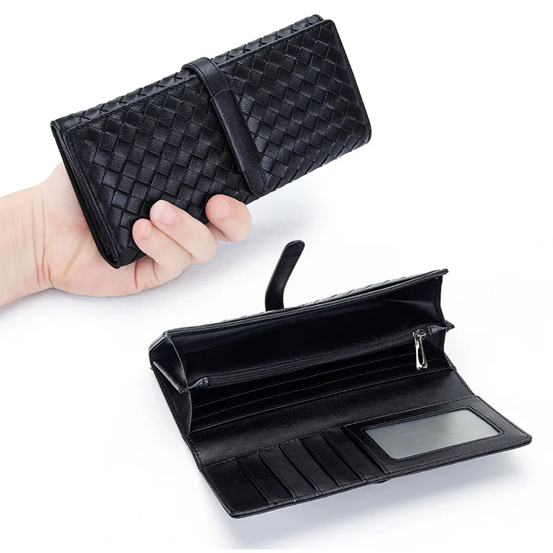 Women Long Fashion Sheepskin Wallet Large Capacity Cellphone Card Holder Real Leather Purse 7Z