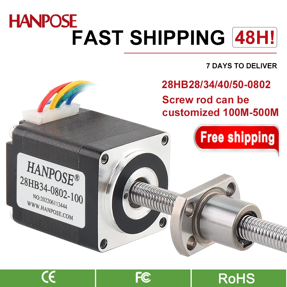 28 stepper motor linear 28HB28/34/40/50-SFU0802 L100-300MM   for 3D printer accessories ball screw nema11 stepper motor