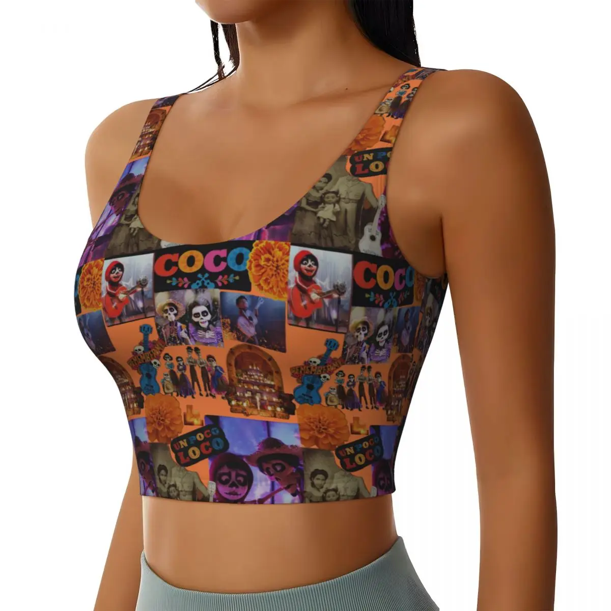 Custom Coco New Movie Print Cartoon Workout Crop Tank Tops for Women Seamless Running Yoga Sports Bras