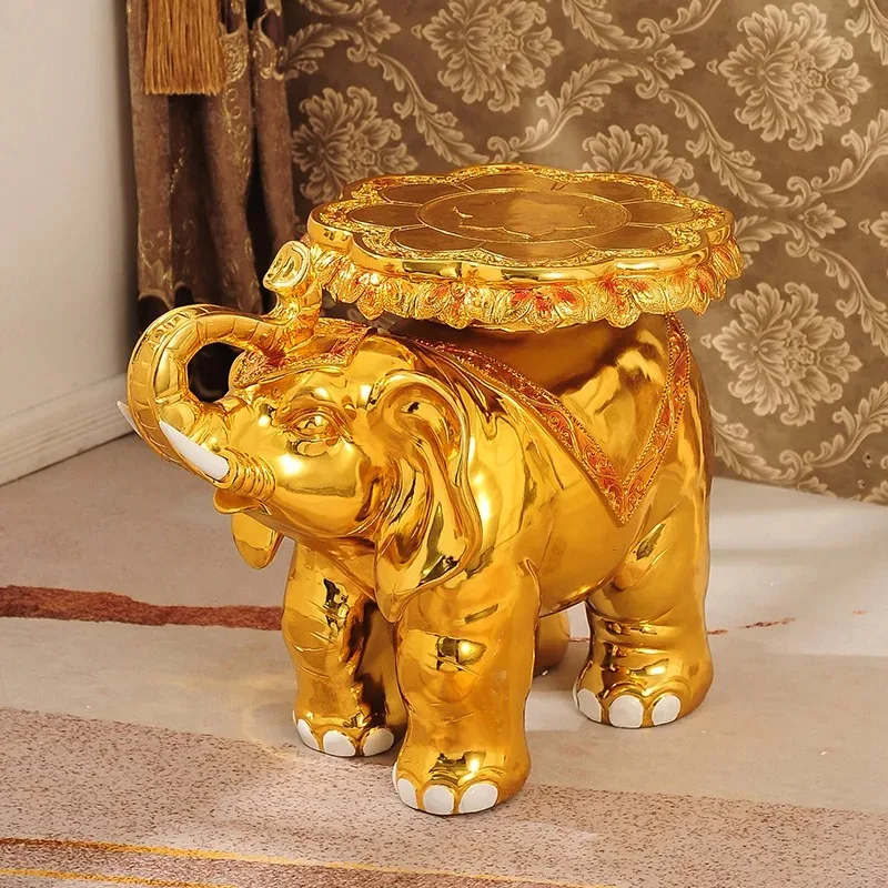 Lucky Elephant Ornament Electroplating Color Large European Floor Stool Change Shoe Stool Home Living Room New Home Gifts