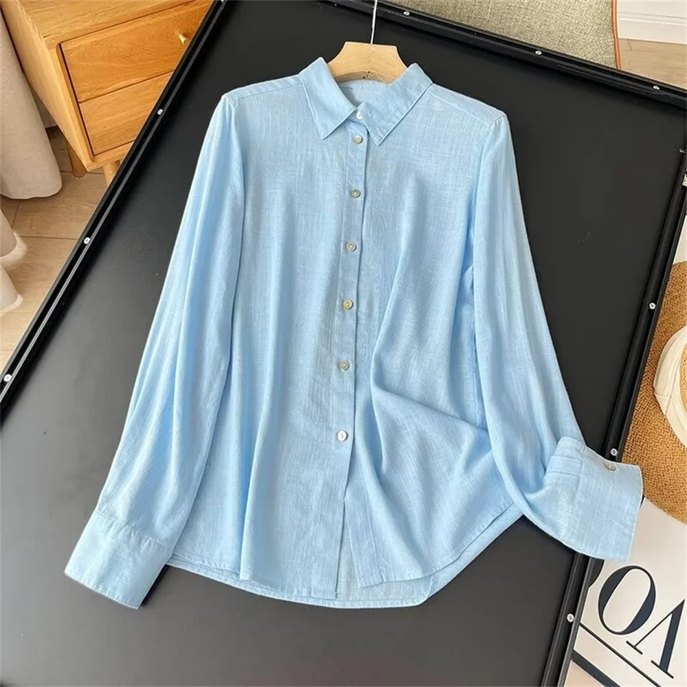 Cos Lris 2024 Summer Women\'s French Versatile Solid Color Comfortable Long Sleeve Single-Breasted Shirt