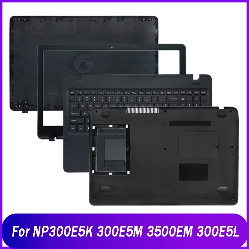 Nueva tapa trasera para Samsung NP300E5K NP300E5M NP3500EM NP300E5L cubierta trasera LCD para portátil bisagras de bisel frontal cubierta inferior con reposamanos negro