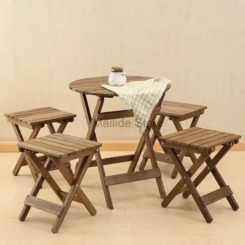 

Nordic Solid Wood Sets Patio Furniture Folding Portable Garden And Terrace Outdoor Table Chair Set